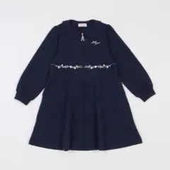 メゾピアノ　新品　140 ウエストビジュー衿つき前開きワンピース　ジップアップ