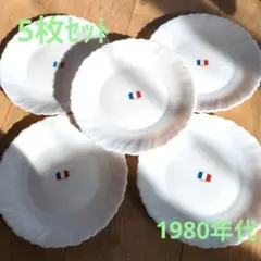 未使用 ヤマザキ 春のパン祭 1980年代 白い 皿 5枚 食器 強化ガラス