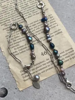 淡水パールネックレス　アレルギー対応　バロックパール