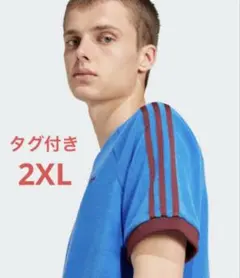 タグ付き アディダス オリジナルス 70S カリ Tシャツ　ブルー