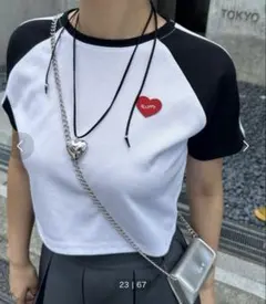 SLOPPY スロッピーハートラインTシャツ　ネイビーのサムネイル