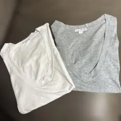 【美品】james perse VネックTシャツ　白&グレー2枚セットのサムネイル