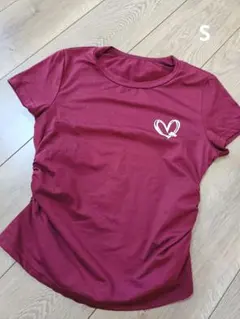 SHEIN バーガンディ ハート Tシャツ Sのサムネイル
