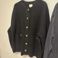 アパートバイローリーズ★ノーカラージャケット ニットジャケット　チャコールグレー