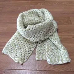 春秋向け　マフラー兼スヌード　モヘア手編み