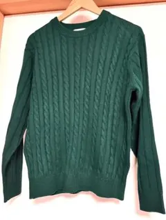 Golden Bear ケーブルニットセーター メンズM グリーン