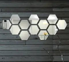 ウォールステッカー　ミラー　六角形　7枚入