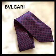 ブルガリ BVLGARI ネクタイ ハイブランド 総柄 チェック シルク 赤 紺