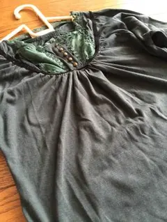 値下げ レース レトロカットソー  グリーン