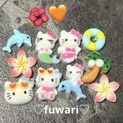 【ハローキティ】ネイルパーツ オレンジ　ハイビスカス　夏 ギャル　サンリオ♡のサムネイル