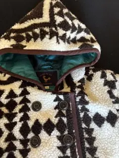 幾何学模様 フリースジャケット フード付き