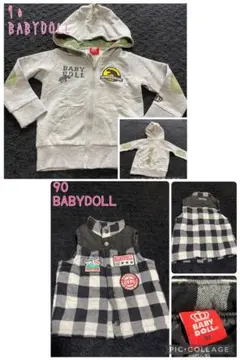 BABYDOLL 恐竜パーカー ベストジャケット アウター 2枚セット 90
