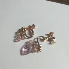 ピンクハート ビジュー イヤリング