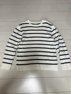 ストライプ クルーネック ニットセーター