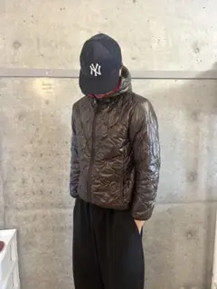 ✨美品✨短丈、00s、フード付きダウンジャケット リバーシブルオリーブ/オレンジ
