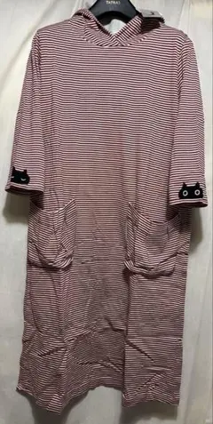 新品　ワコール　マタノアツコ　5分袖　ルームウェア　バーガンディ　Mサイズ　ねこ