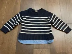 プティマイン　ウォッシャブル　ストライプニットセーター Sサイズ　100〜110