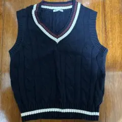 GU ケーブルニットベスト Lサイズ ネイビー