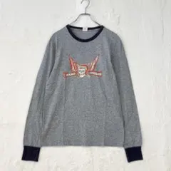 テイルゲート×ビームス【S】グレー 長袖カットソー プリント柄 配色リブ 春秋のサムネイル