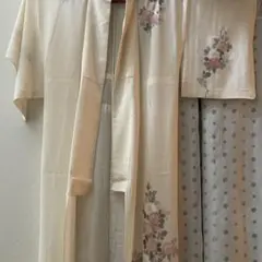 夏着物　薔薇柄 正絹　訪問着 クリーム色のサムネイル