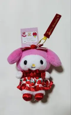 サンリオ　いちご新聞50周年　マスコットホルダー　マイメロディ