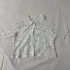 GU レース編み ホワイトシャツ 半袖
