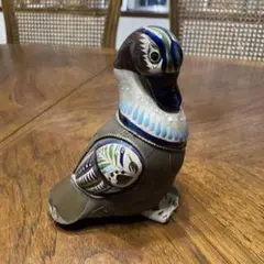陶器と金属製 鳥の置物 アンティーク