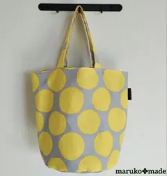 【ラスト1点】 バケツ型 トートバッグ 小 水玉 丸底 ころりん 北欧 イエロー