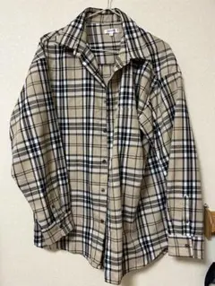 チェック柄 長袖シャツ Lサイズ 予備ボタン付き