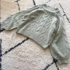 INGNI ケーブルニットセーター ミントグリーン　イング　バルーン袖