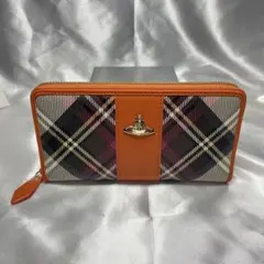 新品 Vivienne Westwood オレンジ エキシビジョン模様 長財布のサムネイル