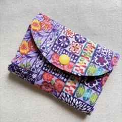 琉球 紅型パッチワーク風＊コインスルー ミニ財布＊パープル
