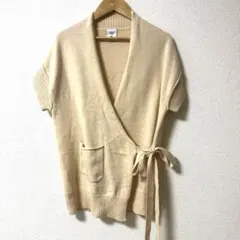 KBF 半袖ニット　カーディガン　ベージュ　美品　Fのサムネイル