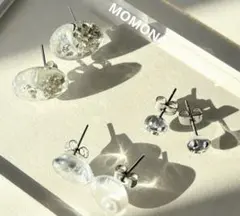 レジンピアス　3点セット　クリア　透明感　ステンレスピアス