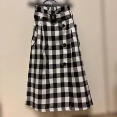 ギンガムチェック　スカート　ベルト付き　グラシア　白黒