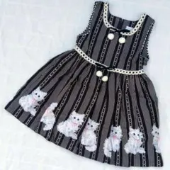 120　シャーリーテンプル　子猫プリントのジャンパースカート