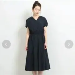 オープンカラーフレンチスリーブワンピース