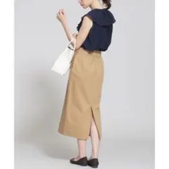 ウエストステッチ　タイトスカート　ナノユニバース　スカート　キャメル