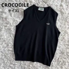 クロコダイル　CROCODILE ベスト　ニット　Ｖネック　メンズ　L ブラックのサムネイル