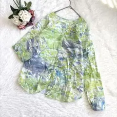 良品✨グラニフ（F）長袖ブラウス シャツ 水彩画風 マルチカラー 綿100%のサムネイル