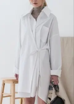 une mansion斜めラップシャツワンピース ホワイト