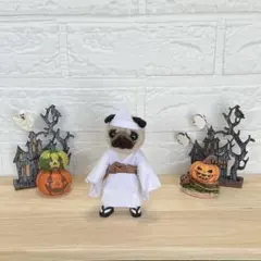 オーダー受付中❤️羊毛フェルト　ハロウィン　フランケンパグちゃん オーダー受付中❤️羊毛フェルト ハロウィン フランケンパグちゃん