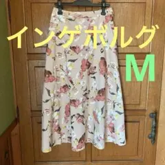 【インゲボルグ 】素敵過ぎる❤️くすみピンク花柄ロングスカート M
