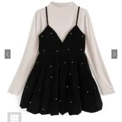 【るぅ様専用】ビジューベロアキャミソールミニワンピース×トップスセットアップ