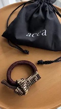 acca リボンヘアゴム ブラウン