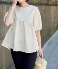 神戸レタス　ぽこぽこバックリボン　ペプラムトップス