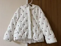 プティマイン　ハート模様 フード付きダウンコート