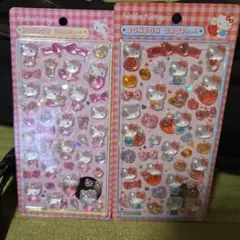 【正規品】第二弾キティ赤&ピンク ボンボンドロップシール【2枚セット】
