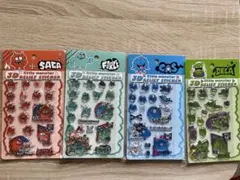 新品 リトルモンスター 3Dレリーフモンスターステカー シール 4点セット