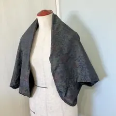 大島紬　ボレロ　羽織　黒花柄　着物リメイク